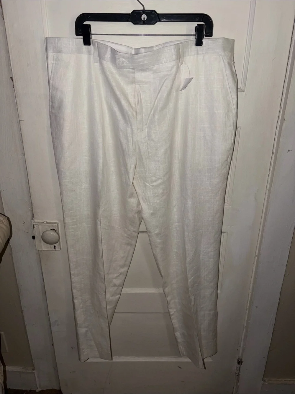 Men's White Linen Dress Pants - Lightweight Summer Trousers